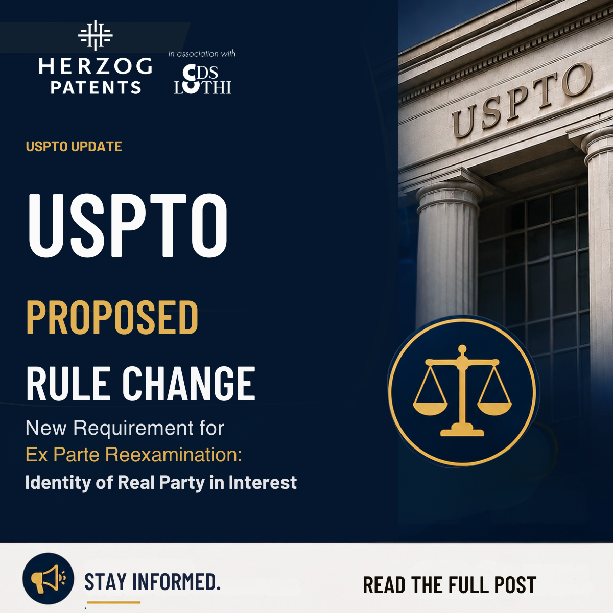 us court photo with libra and the title USPTO proposed rule change